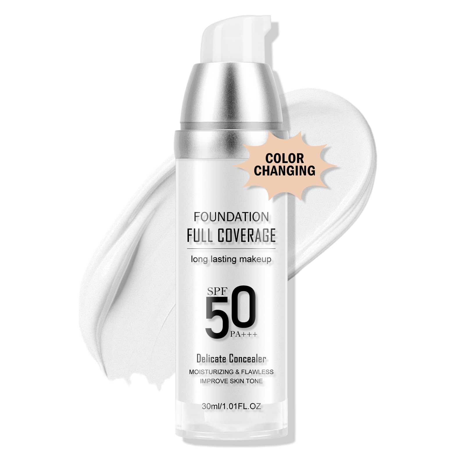 KYDA Color Changing Foundation SPF 50 Base Makeup Buildable Matte Coerage Lasting Moisturizing Face Concealer Skin-improving Foundation Makeup