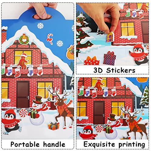 Tevxj WP0841 Winter 3D Puffy Sticker Play Set Xmas Activity Book For Kids Toddlers 2-4 Toys Sticker Merry Christmas Holiday Party Supplies 100 Reusable Puffy Window Decals 2 Fold-Out Christmas Scenes thumb #3
