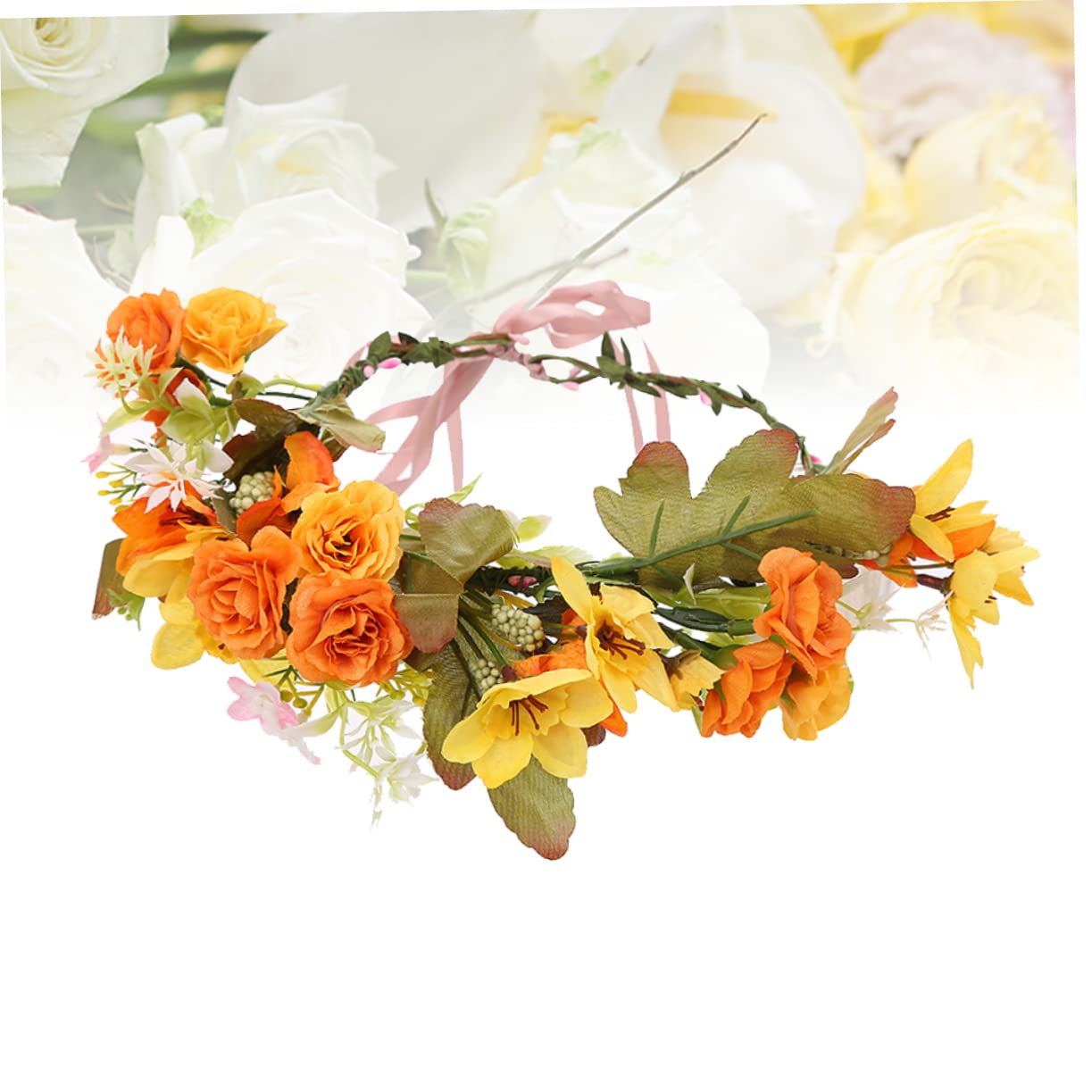 FRCOLOR 3stücke Brautkranz Haarreifen Aus Kunstblumen Orangefarbener Hochzeits Haarschmuck Für Damen Für Partys Bühnenaufführungen Festliche Anlässe Attraktives Accessoire Für