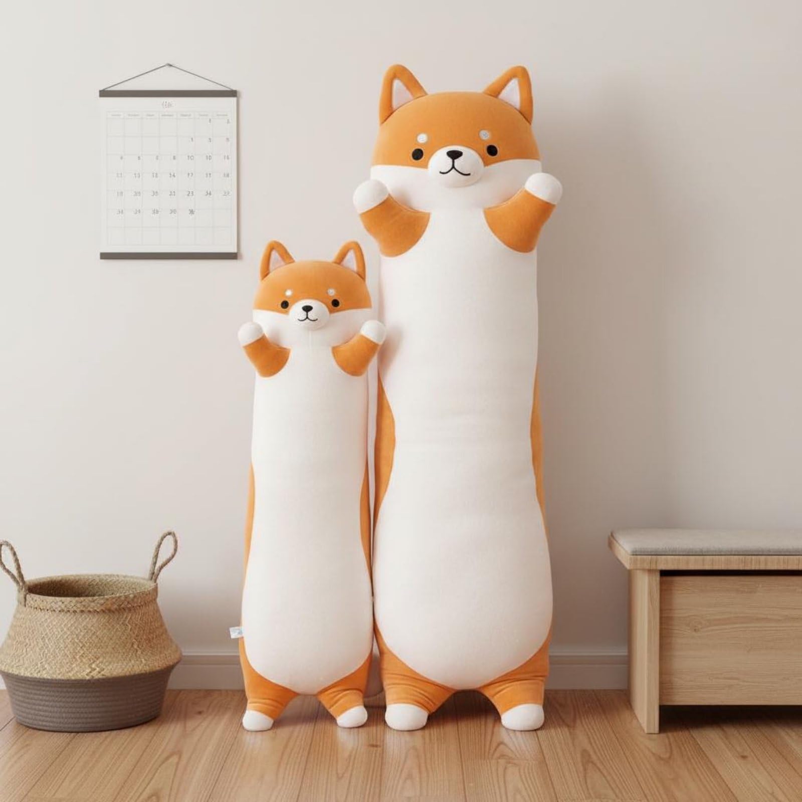 Kuscheltier Hund Plüschfigur Kissenpuppe Kissen Ergonomische Unterstützung für Nacken Rücken Kinderzimmer Sofa, 110 cm