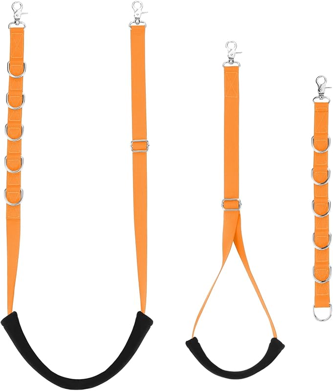 Kit de Guia e Alças para Tosa de Cães FURSDOLY com Ajuste e Apoio Acolchoado (Laranja)