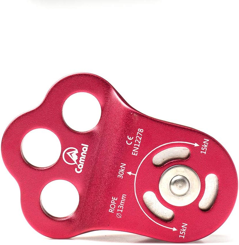 Free walker Red 30KN Ball Bearing Three Holes Single Pulley Bearing High Altitude Rescue Equipment for 13mm Rope Hauling, Rock Climbing, Rescue Applications, Zipline Sports Etc : Sports & Outdoors