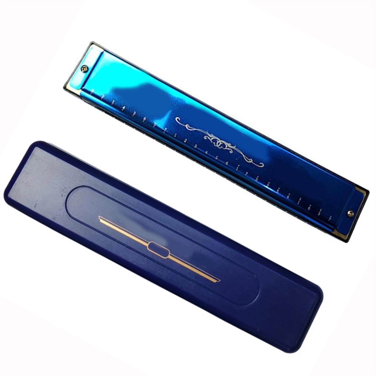 Tremolo Harmonica Key C 24 Fori Gaita Con Custodia Set Di Strumenti Musicali Professionali armonica a bocca professionale (Color : Blue)