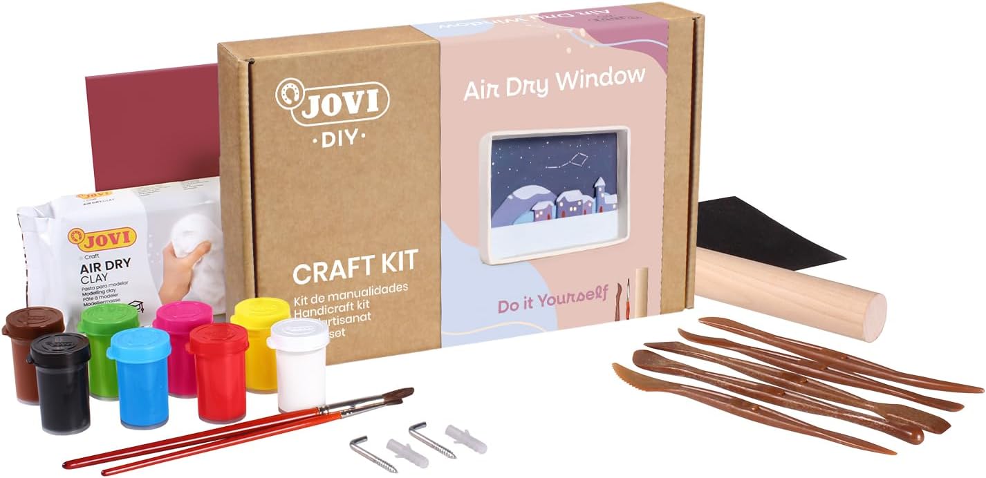 Jovi | DIY Air Dry Kit & Candles | Pottery Kit for Adults | White Air Dry Clay, Paints, Sculpting Tools | Step-by-Step Guide, Video Tutorial, Beginner Starter Set