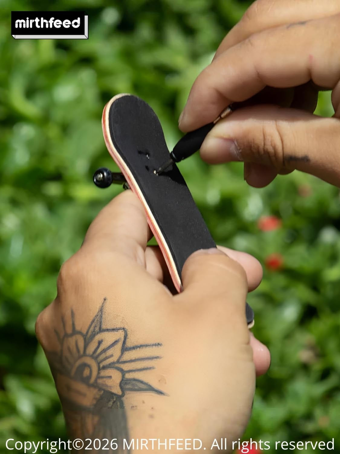 MIRTHFEED 29mm Fingerboard | Bearing Wheels | 5 Ply Maple Deck | Foam Grip Tape | Complimentary Tool and eBook | 1