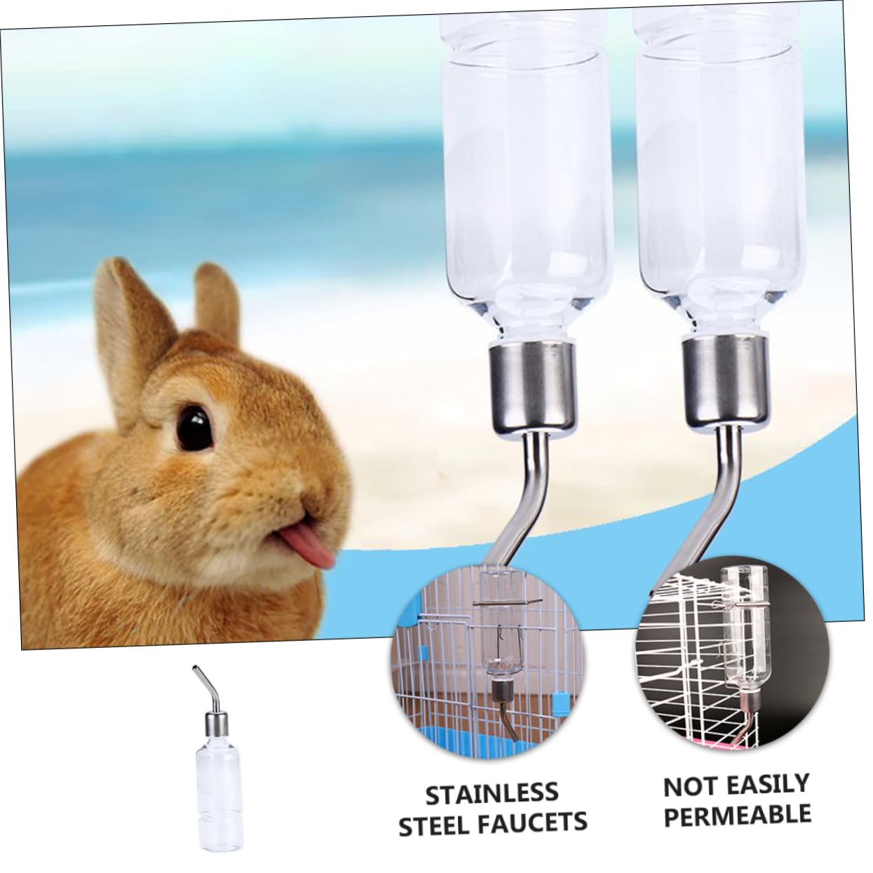 6pièces Bouteille Eau pour Petits Animaux Distributeur Eau pour Hamster Et Rongeurs Anti-Fuite Et Transparent Lot