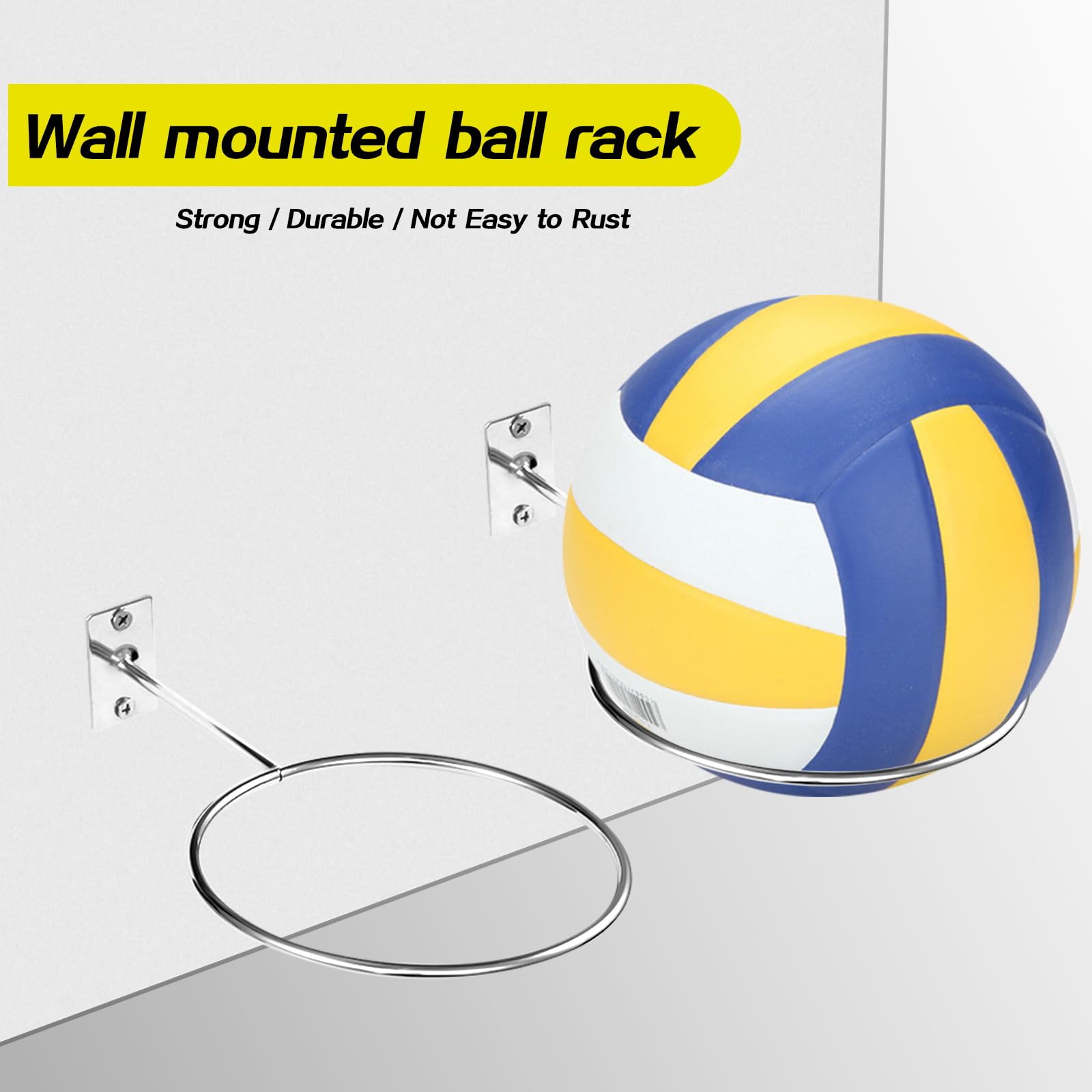 Soporte de Pared para Balones Soporte de Exhibición de Pelota con Tornillos 6 Piezas Plata para Baloncesto Fútbol Voleibol