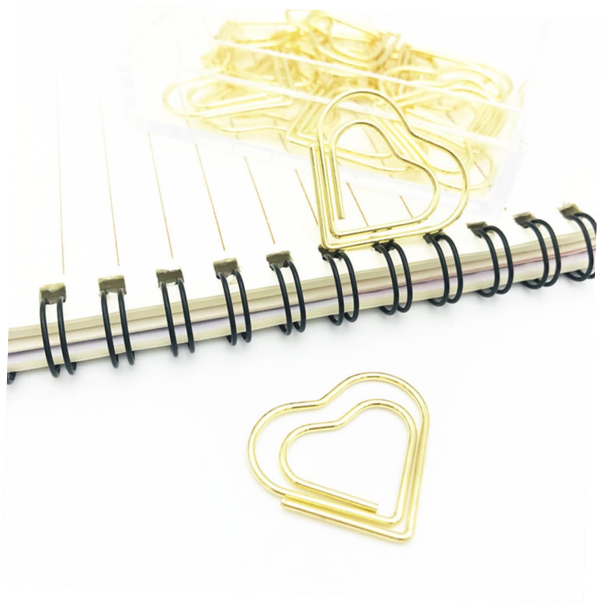 NUOBESTY 20pcs Heart-Shaped Bookmark Clips Creative Metal Paper Holder for Organizing Notes Photos Stylish Paper Clamp Golden
