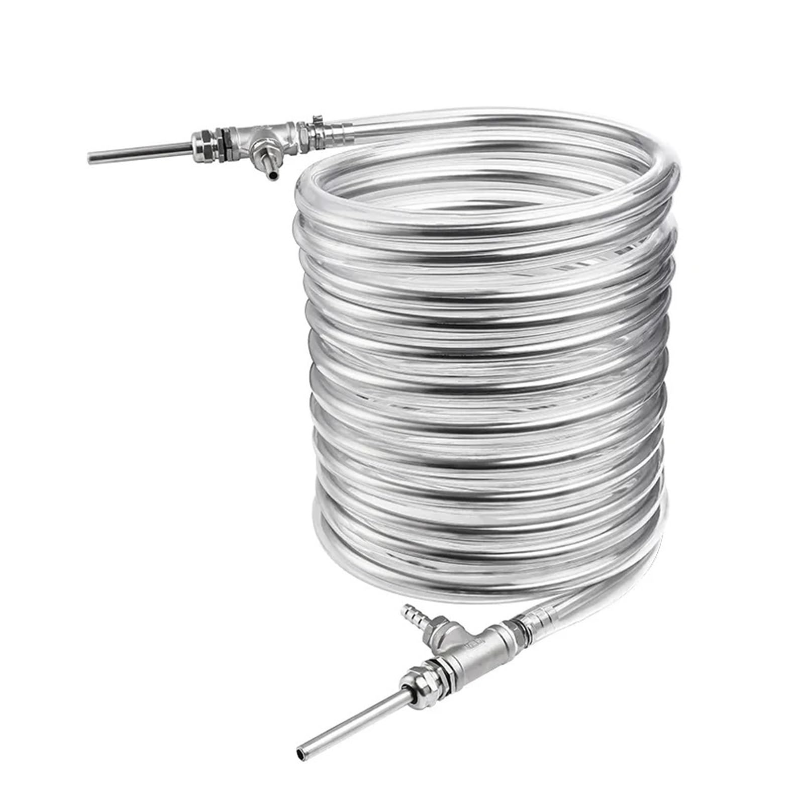 Heat Exchanger, Counterflow Chiller,Stainless Steel Wort Heat Exchanger,9.52 * 0.5 * 10M Wort Chiller with Weldless Hose Connector & PVC Outer Tube(A)