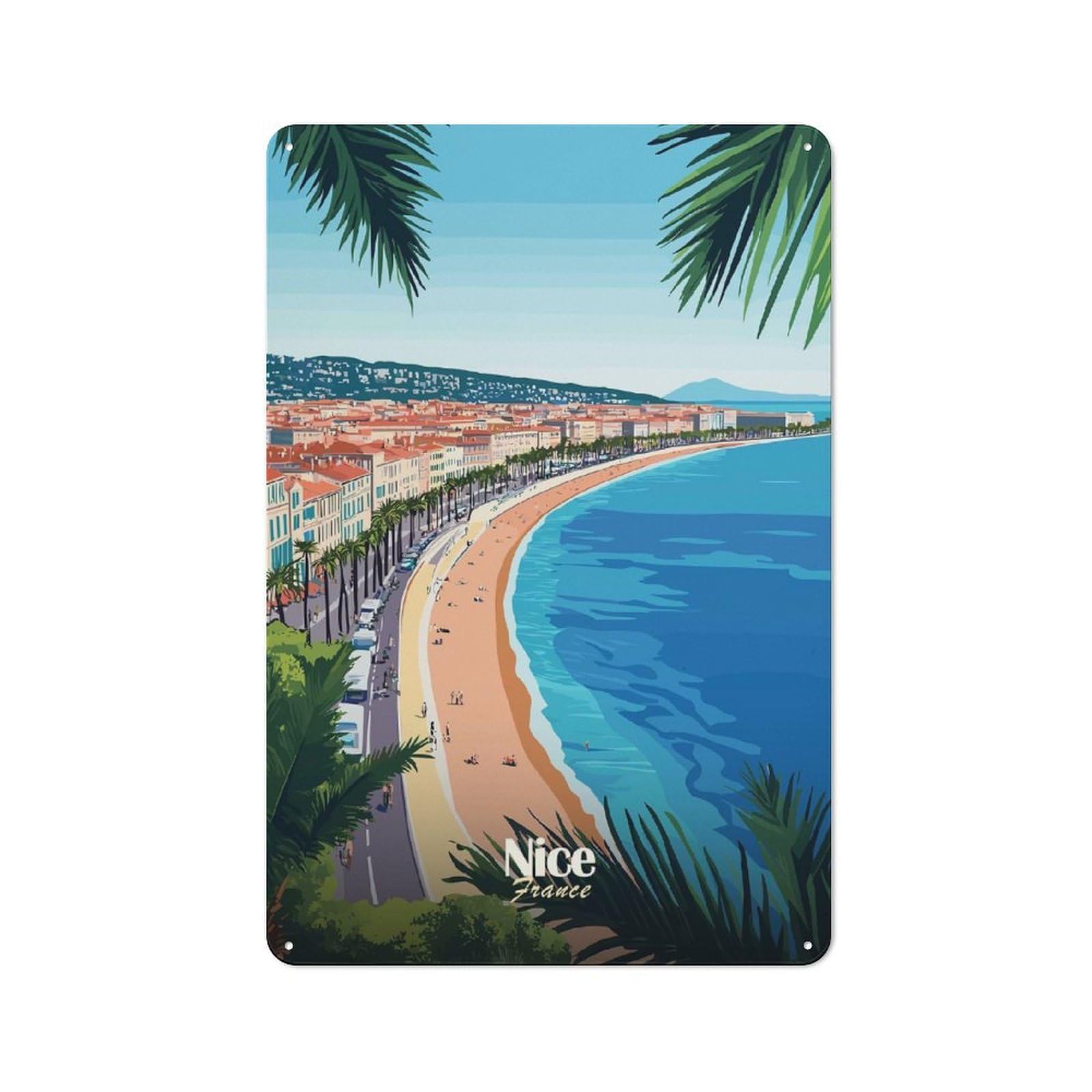 Junmoney Style-20 Metal Plaque 30X20cm With Nice, France Cityscape For Pub Or Café, Vintage Decor, For Vintage Wall Decor Fans, For Metal Sign Collectors