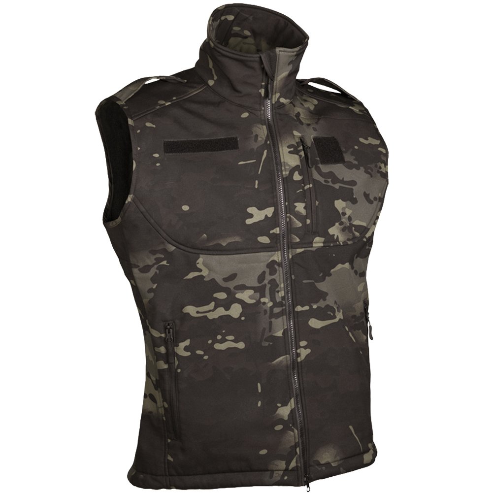 Mil-Tec Men's Soft Shell Vest Multitarn Black