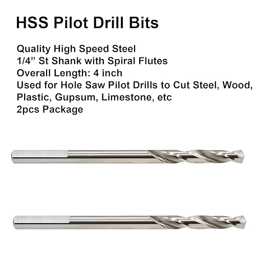 Miniatura 2 de MaxTool BA02W16R14P2 - Brocas piloto HSS de 14 x 4 pulgadas de longitud total para todas las sierras de agujero para cortar metal y madera de