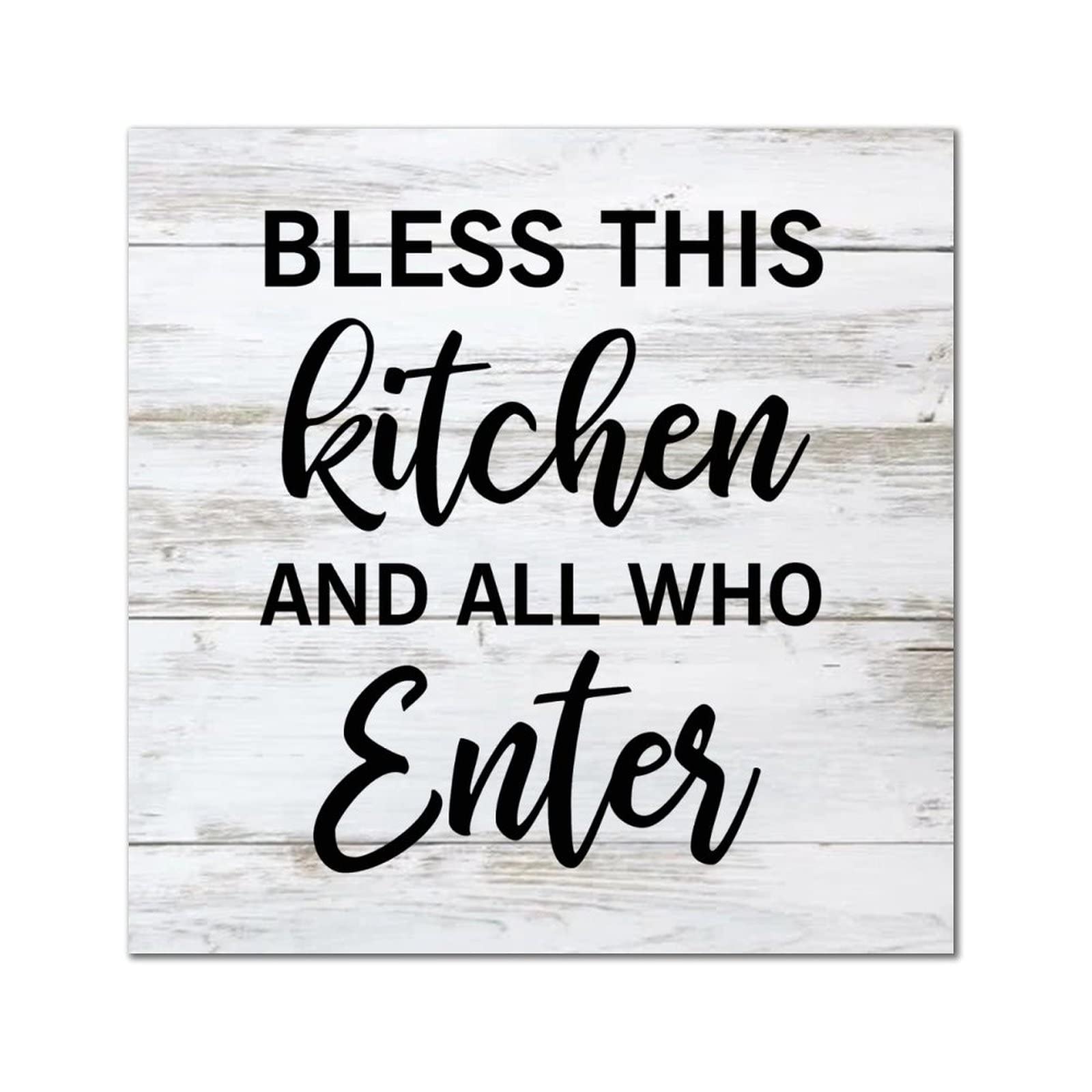 Cadeau maison plaque bois Bless This Kitchen pour pendaison de crémaillère et cuisine