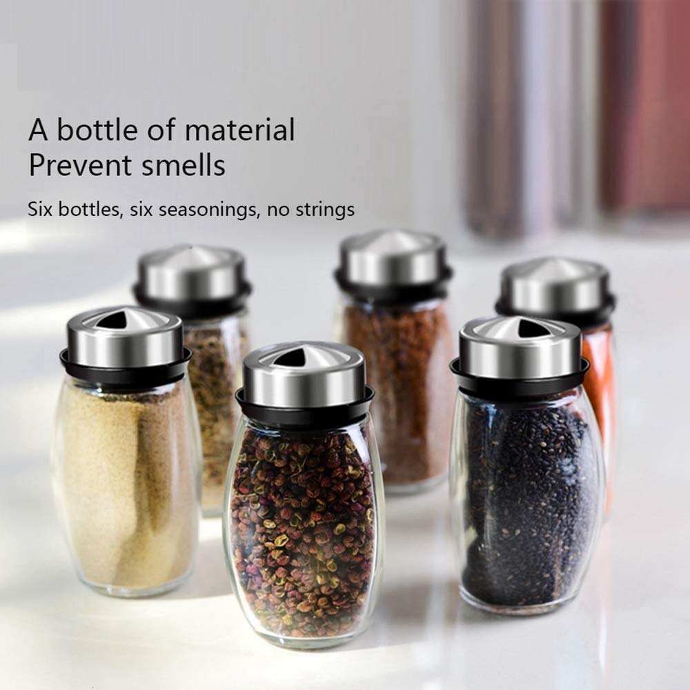 zaizai 7 Unids/Set De Frascos De Especias De Condimento De Bureta Giratoria De Acero Inoxidable, Juego De Saleros Y Pimenteros, Herramienta De Cocina En Aerosol para Condimentos
