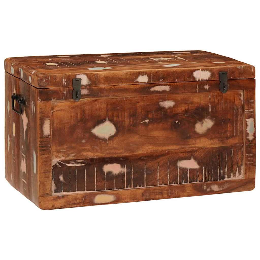 Scatola portaoggetti con porta, in legno massiccio di mango | Design rustico, manici in ferro, ampio spazio, per interni, montaggio richiesto