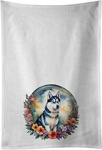 Caroline's Treasures Siberian Husky and Flowers - Juego de 2 toallas de cocina decorativas para baño, para manos, cara, cabello, yoga, té, paños de disponible en Yaxa El Salvador