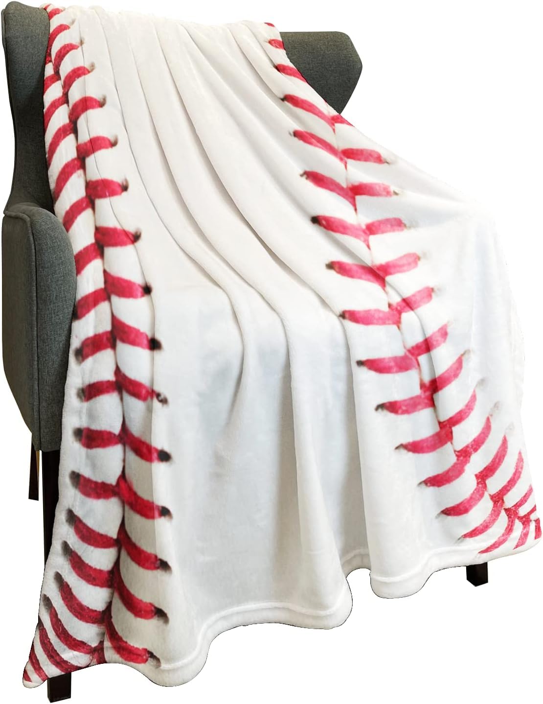 HommomH Sports Fleece Blanket 50 x 60 Baseball Stitches Lightweight Fuzzy Cozy Soft Warm Throw for Man Boy