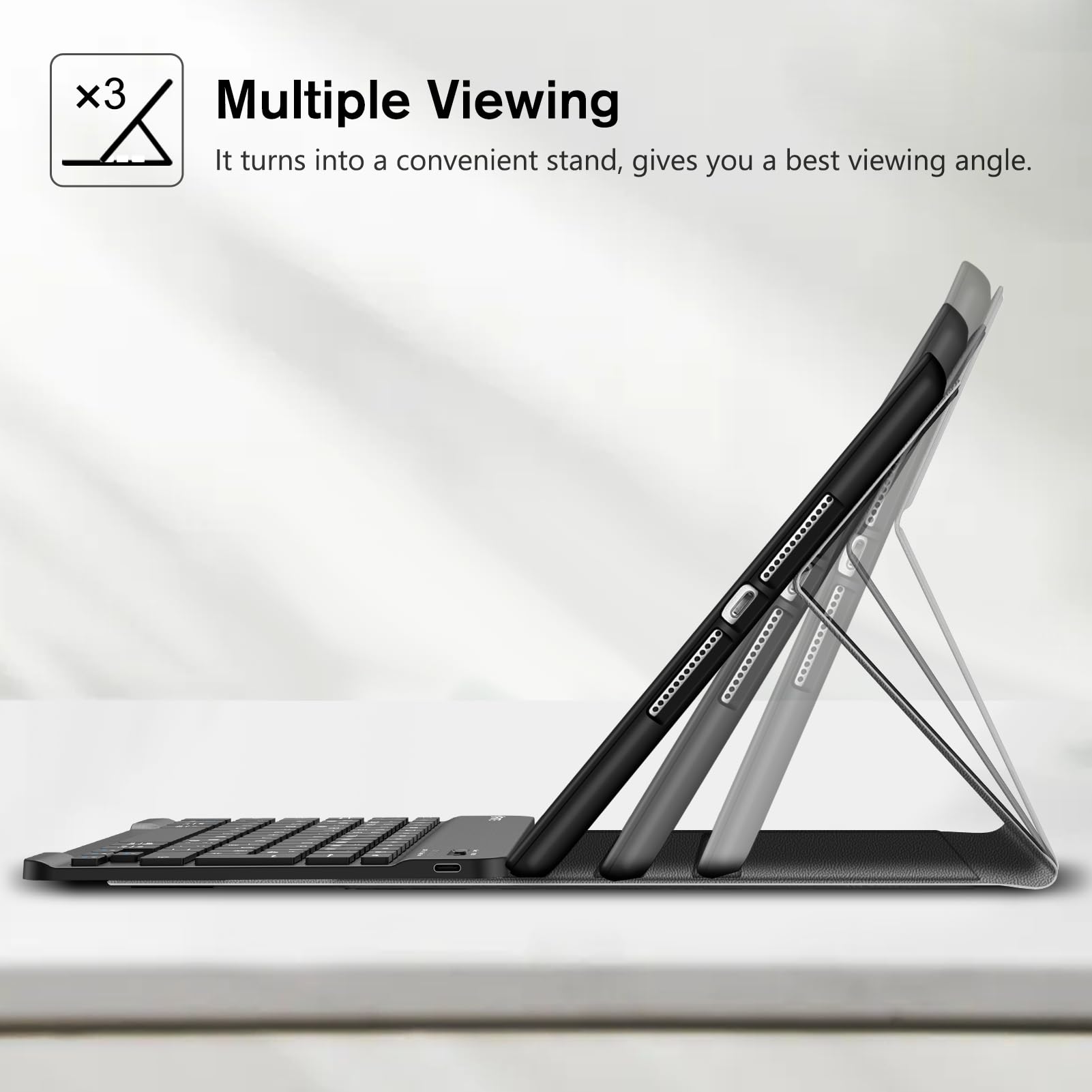 FINTIE Tastatur Hülle für iPad 9.7 2018 (6. Generation), Soft TPU Rückseite Gehäuse Keyboard Case mit eingebautem Pencil Halter, magnetisch Abnehmbarer QWERTZ Bluetooth Tastatur, Schwarz