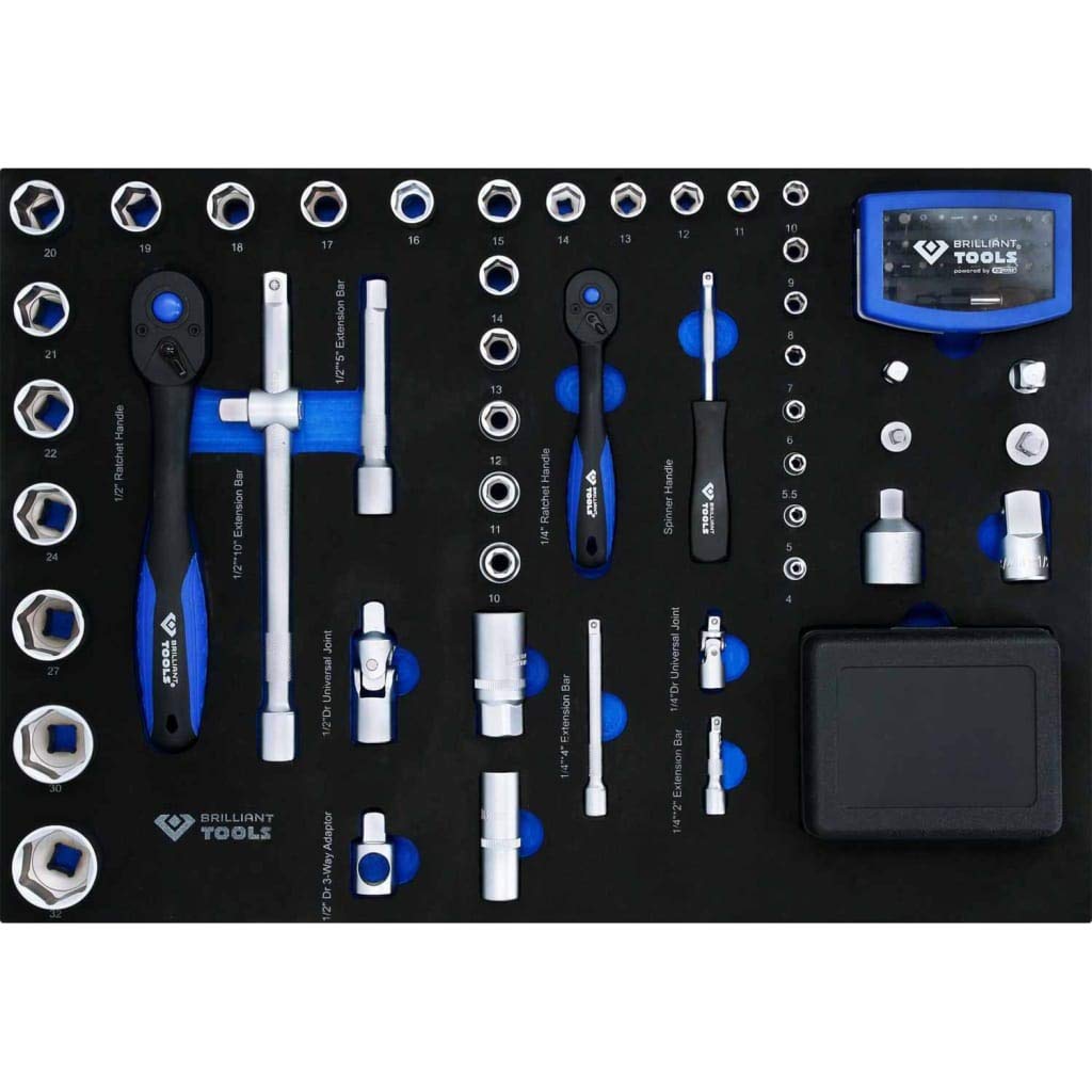 BRILLIANT TOOLS BT158079 - Chiave a bussola, 80 pezzi Inserto con attrezzi