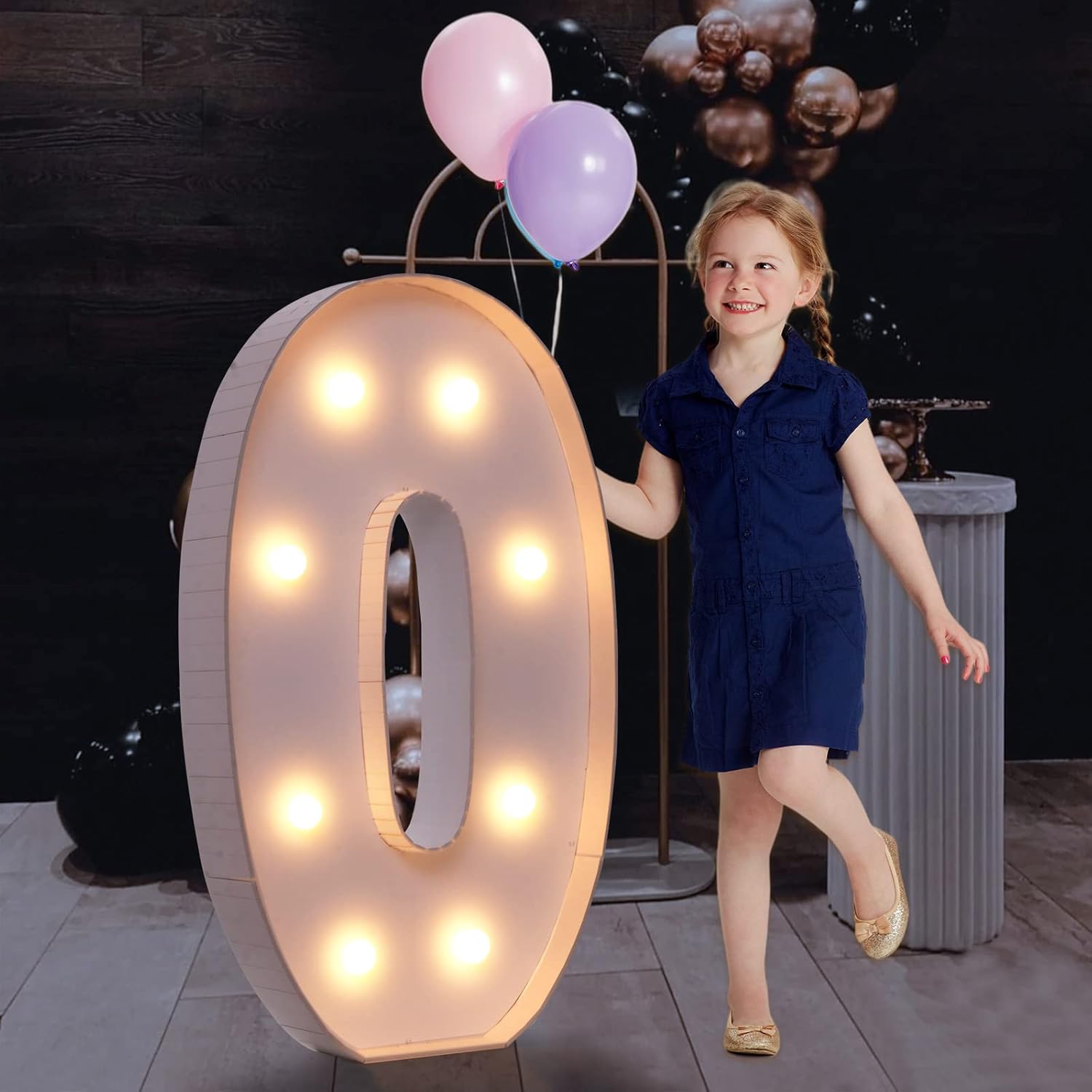 3FT Marquee Light Up Numbers, Mosaic Numbers for Balloons, Number 0
