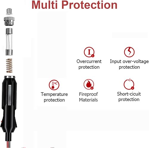 Miniatura 10 de Carviya - Cable adaptador de alimentación para mechero de coche (12 V, 24 V, 16 AWG, 1.6ft, 15 A, 20 A, para inversor de coche, bomba de aire, taza
