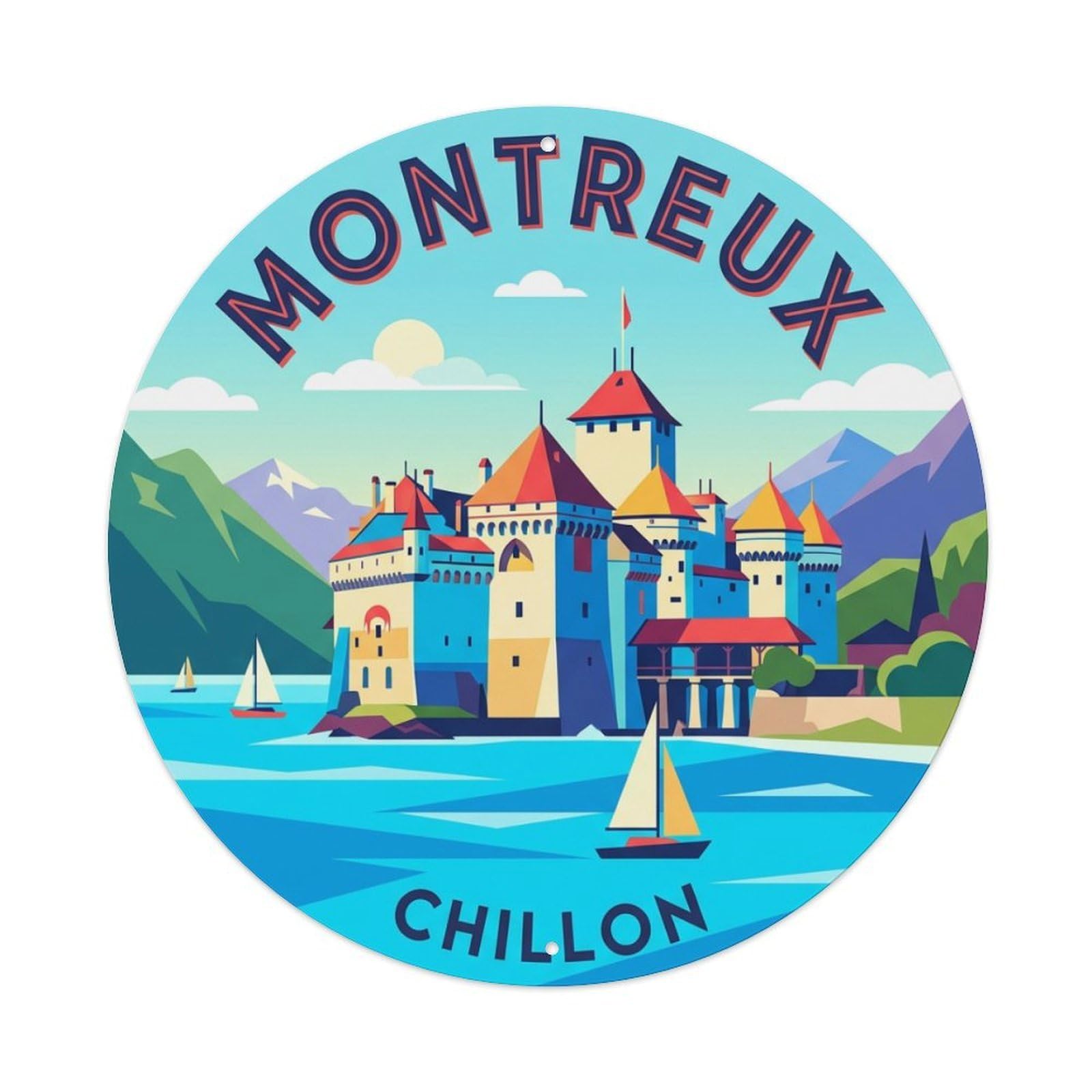 Metal Tin Sign Vintage Travel Switzerland Montreux