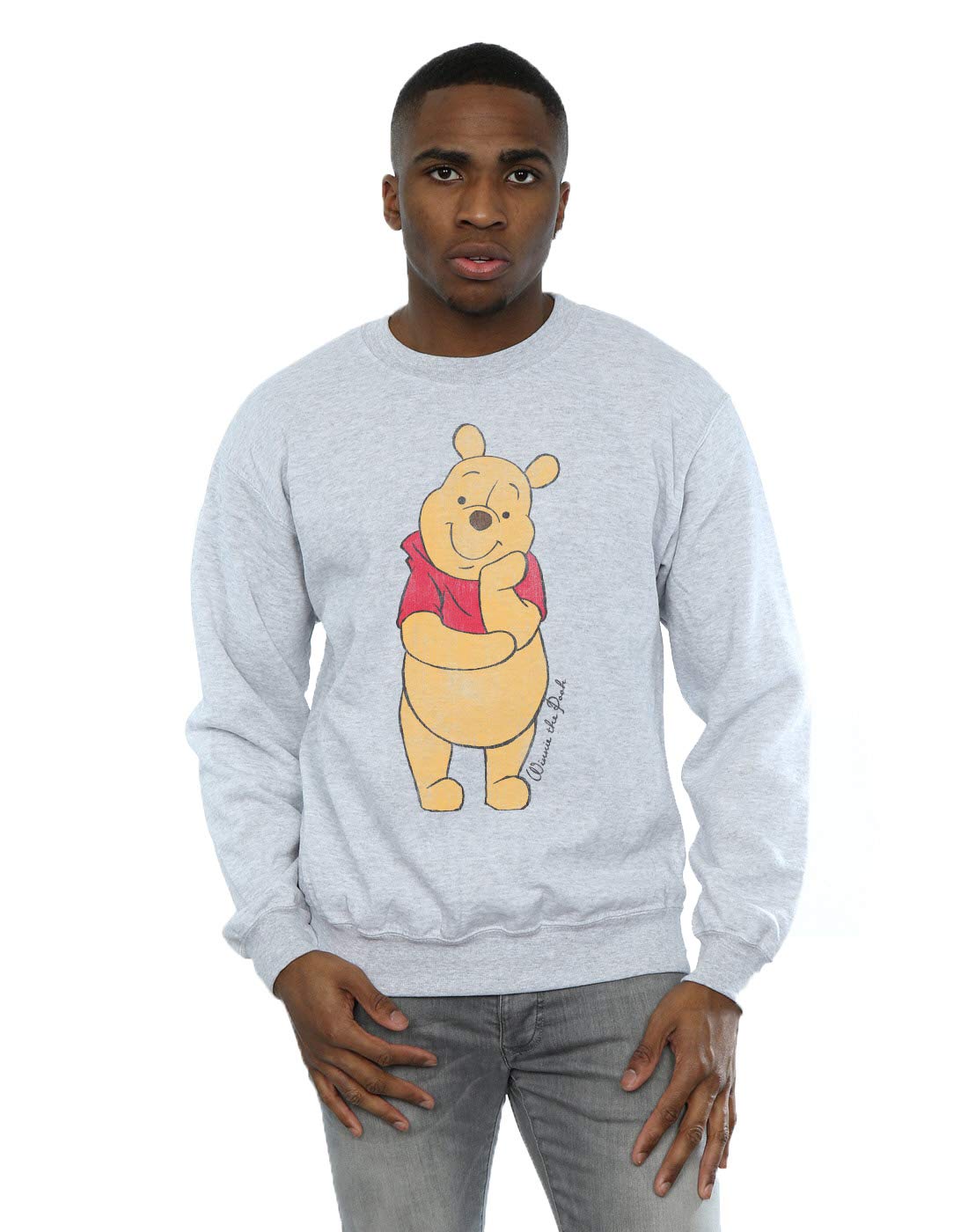 Absolute Cult Men's Sport Grey Disney Winnie The Pooh Classic Pooh Sweatshirt XXXX-Large