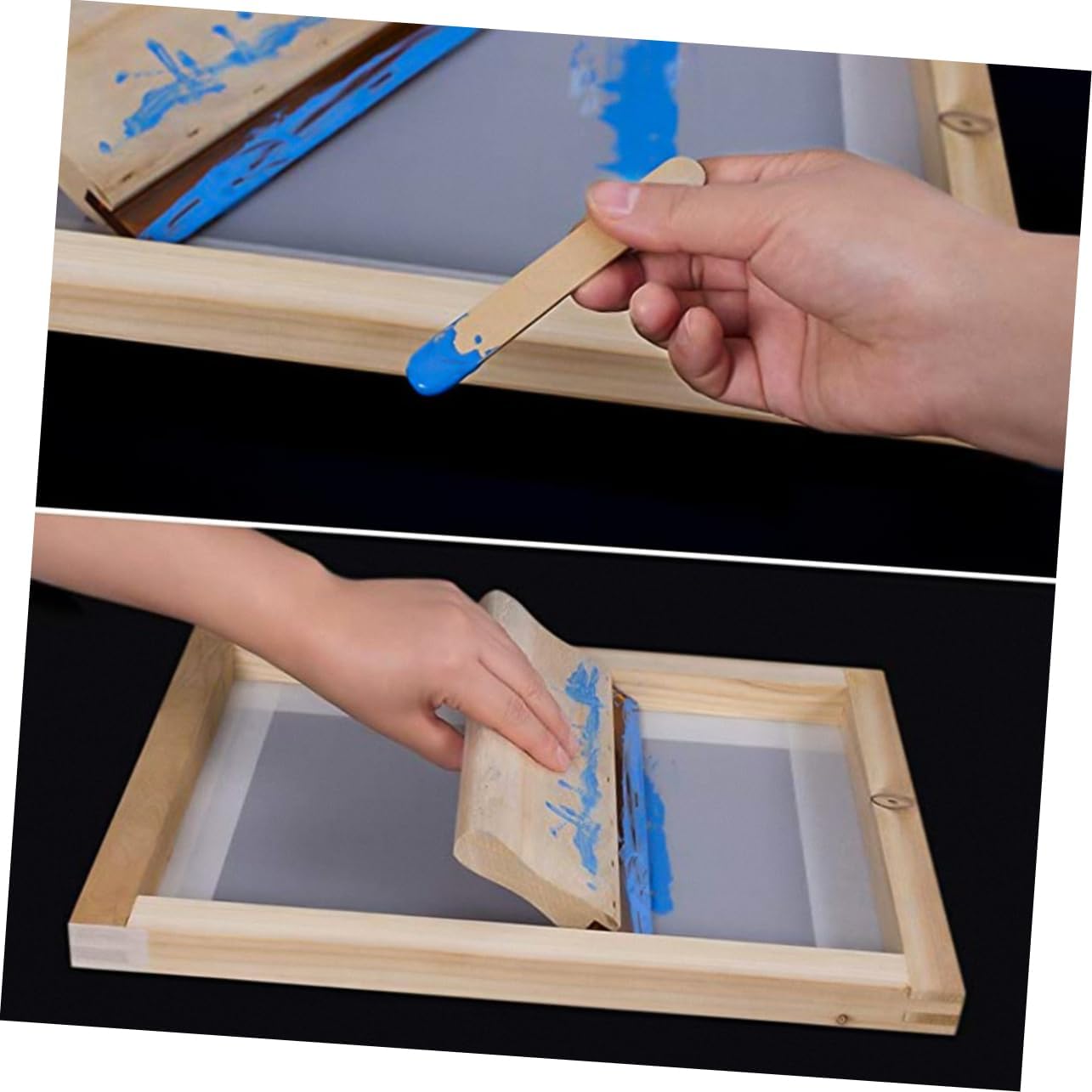 KAILIKETIY Silk Screen Printing Kit Complete Frame Squeegees Inkjet Transparency Film Mask Tape for DIY Projects