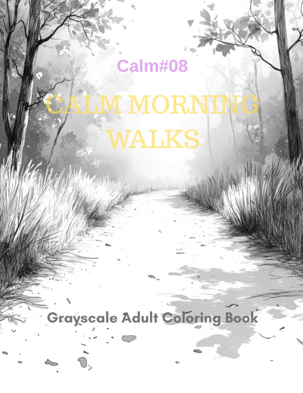 Calm Morning Walks: A Grayscale Adult Coloring Book for Mindful Movement