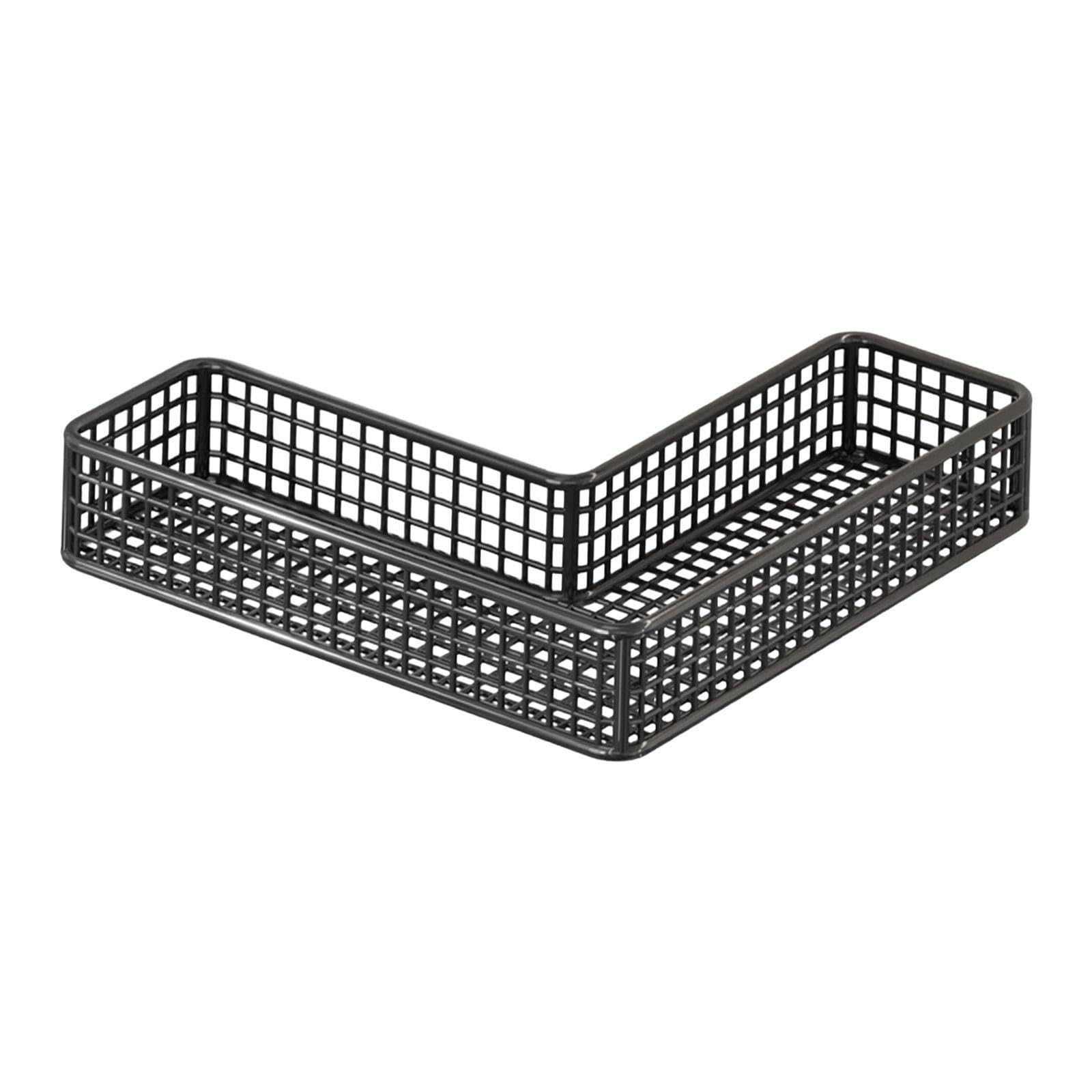 HouseVibe Metal Shower Basket Rack, Sturdy Bath Wall Mounted Corner Shelf Adhesion Organizer for Dorm Shampoo Toilet Bathroom- Black 30x10x5cm