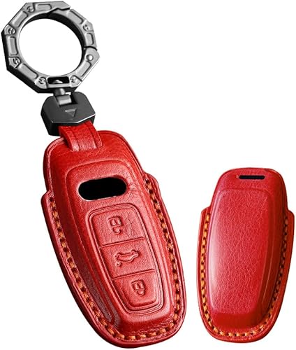 Miniatura 9 de ontto Funda para llave de coche inteligente con llavero de cuero compatible con Audi A8 A6 A7 Q8 Q7 C8 E-Tron 2020 negro (tipo C)