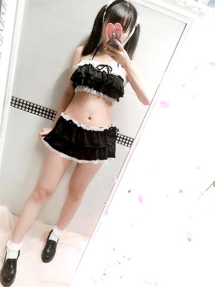 Nuoqi Japan Sweet Girls Soft Flounced Bikini Sexy Swimwear Set Spa Swimsuit