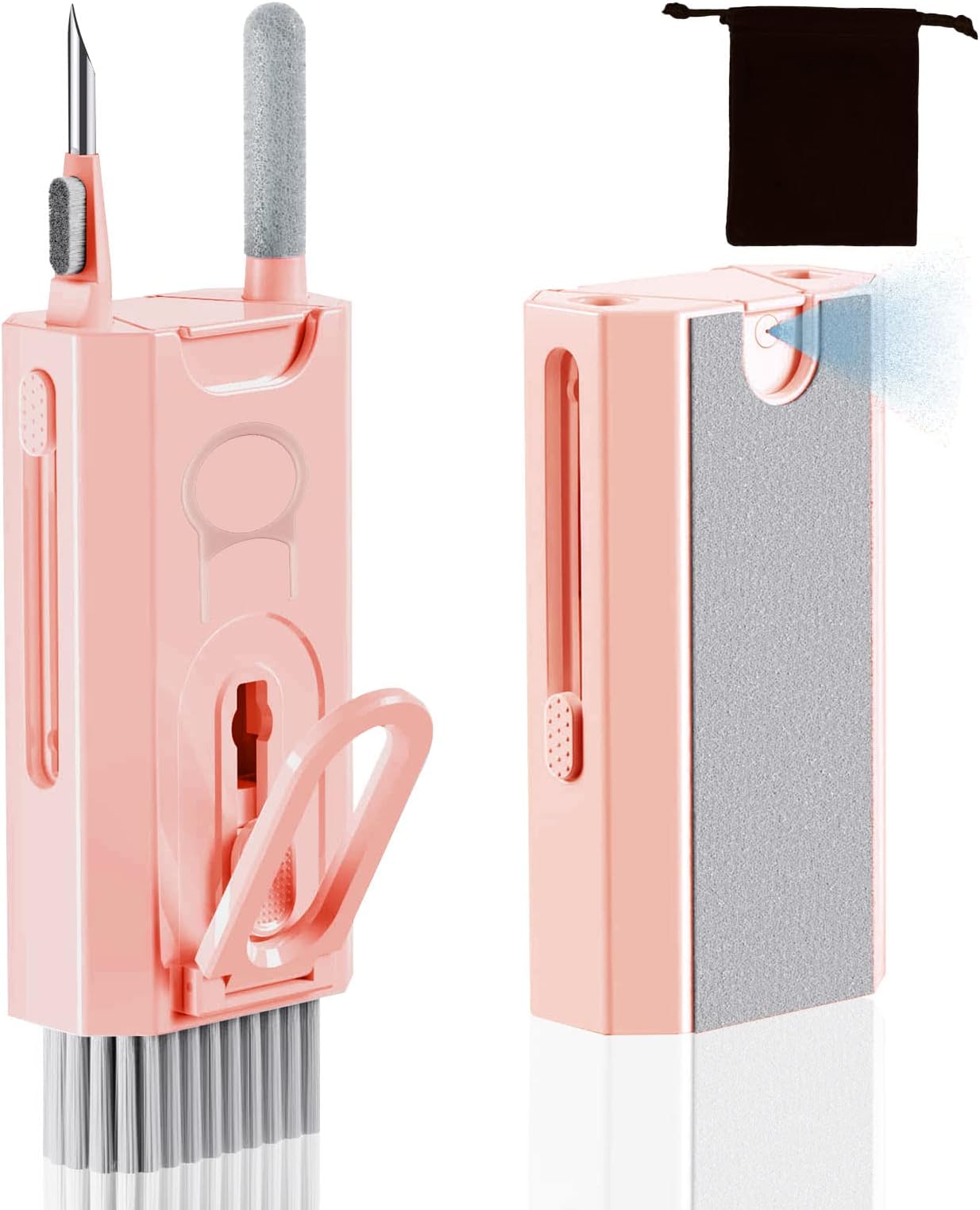 GAHANO 8 in 1 Electronic Cleaner Kit with Spray and Microfiber Cloth,Keyboard Brush,Key Puller,Multifunctional Cleaning Kit for Keyboard,Airpods,Computer,Tablet-Pink
