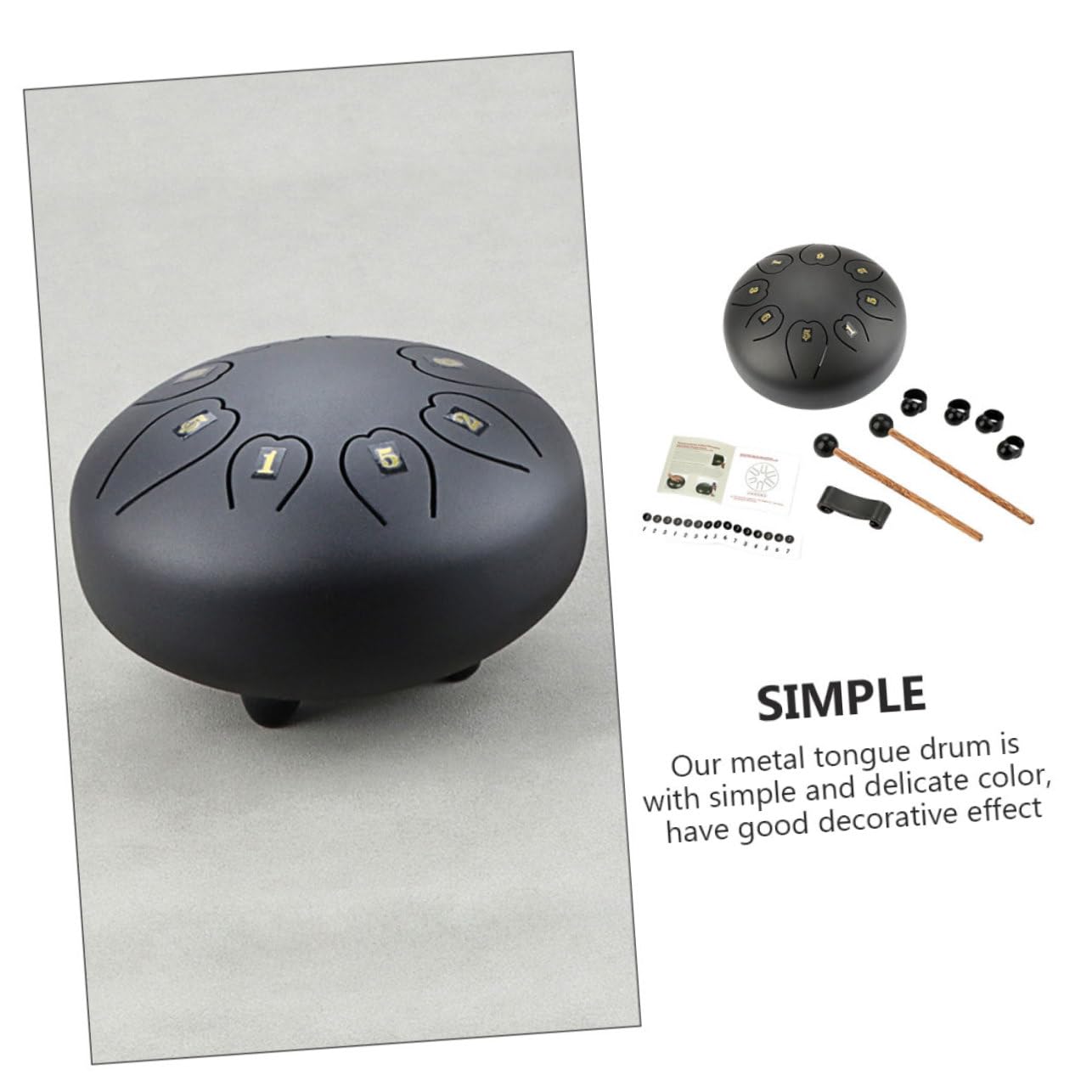 Instrumento de Percusión de Lengueta Negro Grande, Metal y Madera, Sonido Nítido, Fácil de Aprender, para Música y Ceremonia Religiosa