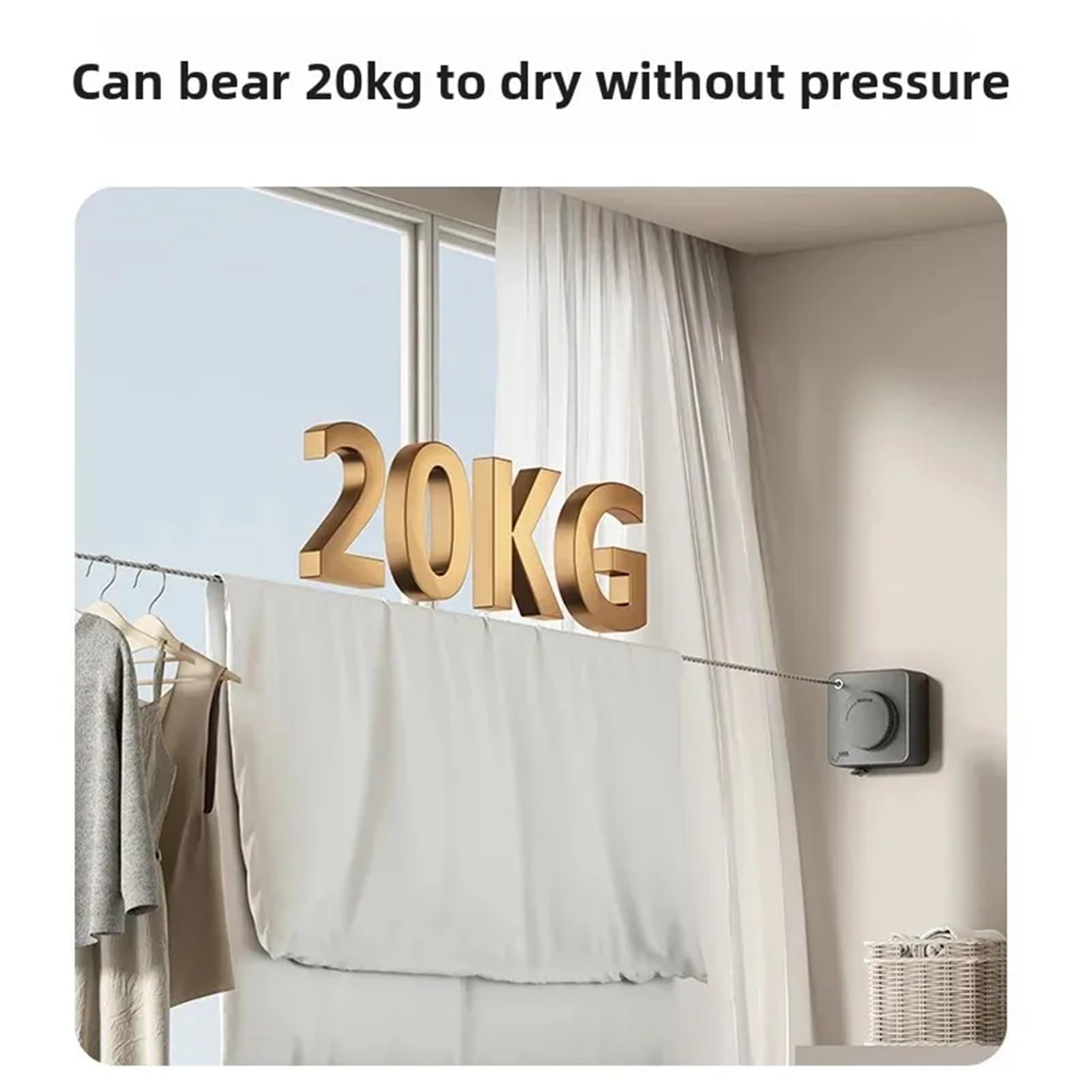 Wäscheleine, einziehbar, for den Innenbereich, unsichtbar, for Trocknen von Wäsche, an der Wand montierter Kleiderbügel für Wäsche