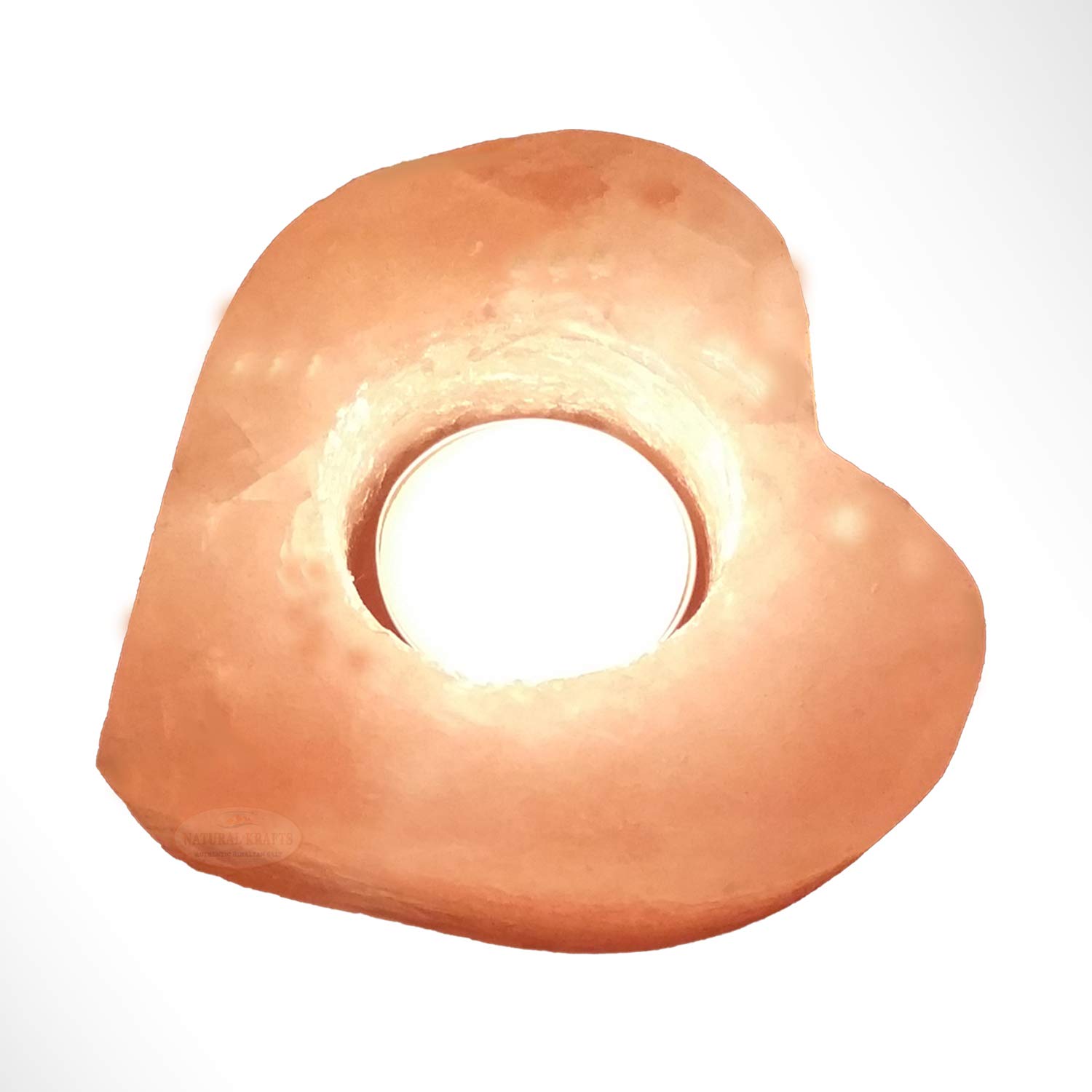 Natural Himalayan Salt Crystal Tealight Candle Tea Light Holder Fine Quality Heart Shape, Natural Rock Salt With Soothing Light and Ideal for gift by Natural Krafts® from Punjab, Pakistan