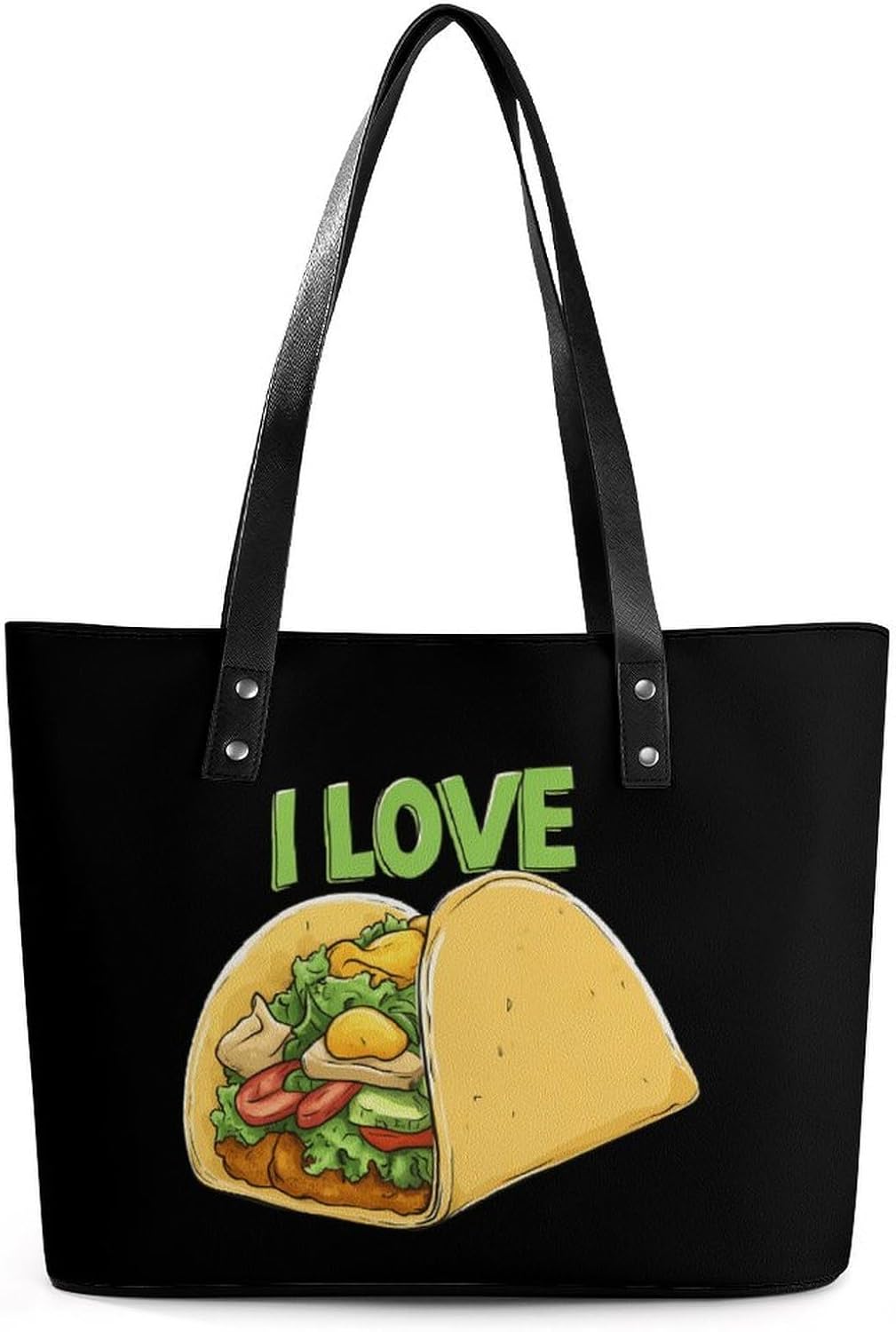 I Love Tacoes Food Mexico Womens Handbag Leather Tote Bag Shoulder Bag for Office Travel