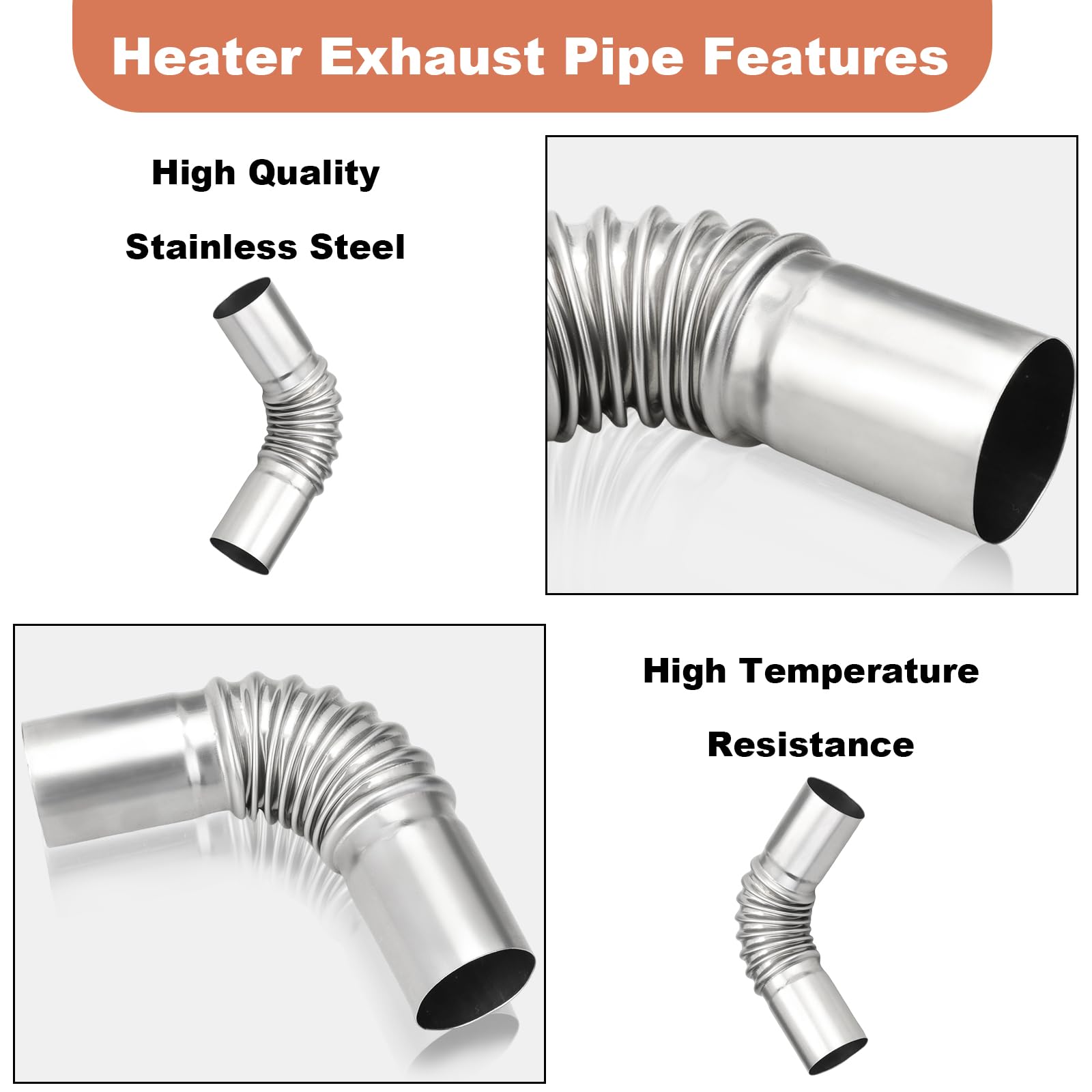 Eberspacher Exhaust Connector Stainless Steel 24mm Exhaust Pipe Elbow - Diesel Parking Heater Connector Stainless Steel Heater Pipe