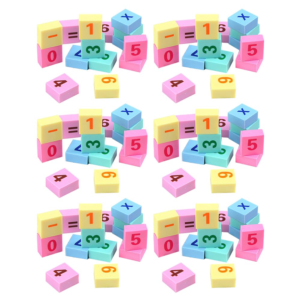Math Erasers 6 Boxes 90 Pieces Rubber Digital Eraser for Pupil