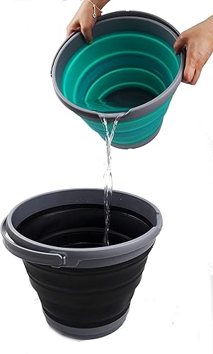 Miniatura 22 de SAMMART Cubo de plástico plegable de 10 L (2.6 galones), bañera redonda plegable, cubo de agua portátil para pesca, bote de agua para exteriores