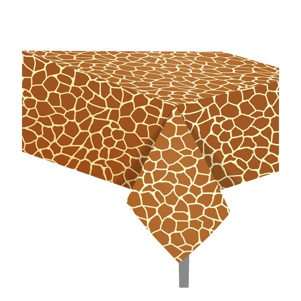 CC HOME 2Pc Giraffe Pattern Party Plastic Tablecloth 54 x 87 Inch Long Table Cover, Jungle Animals Party Tablecover for Wild Giraffe Theme Kids Baby Shower Birthday Dinner Picnic Kitchen Event — image 1