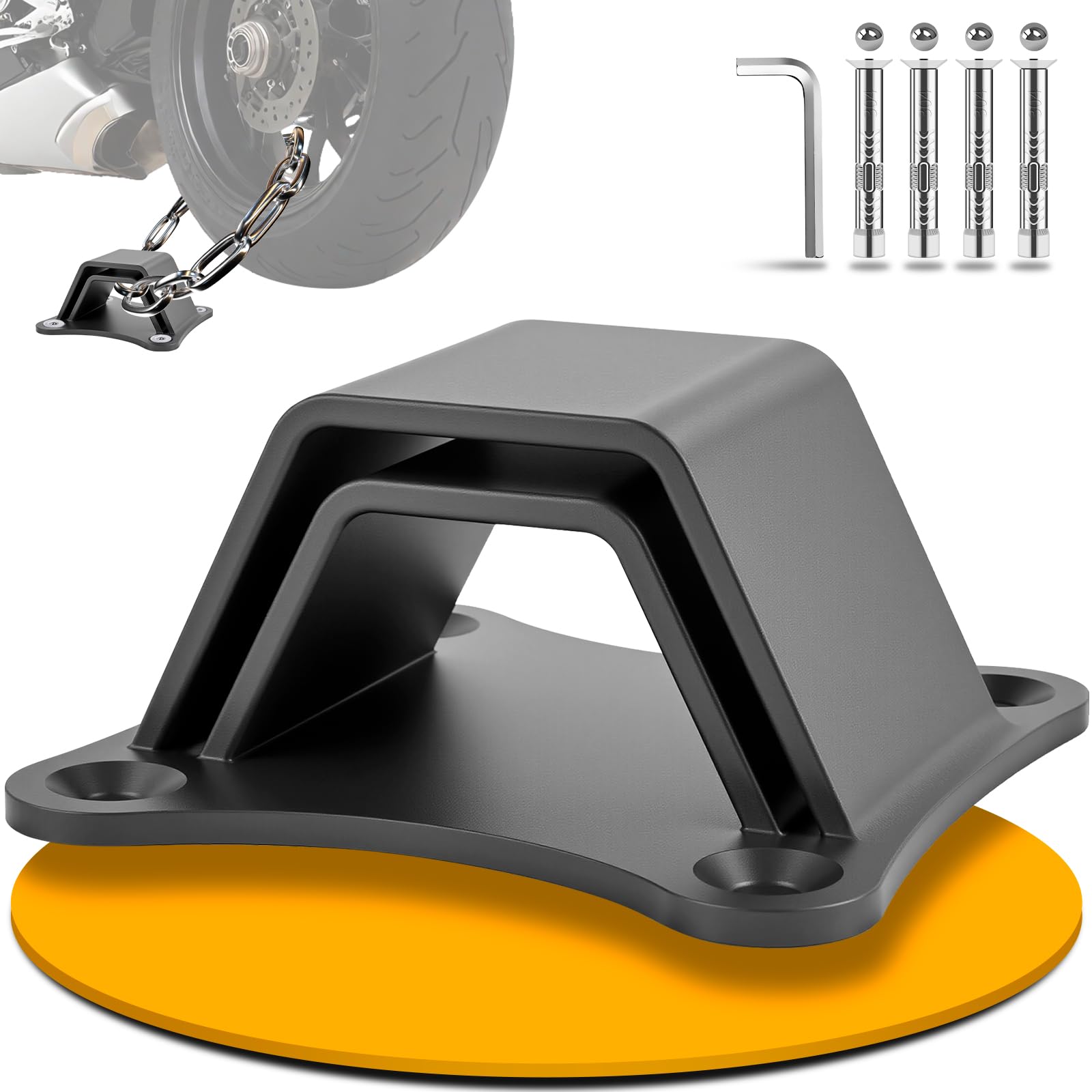 Anclaje de Pared Moto | Anclaje de Suelo Bicicleta | Acero de Alta Resistencia de 6 mm | Arco Doble y 4 Puntos de Anclaje | Tornillos de Acero Inoxidable 304 | Protección antirrobo