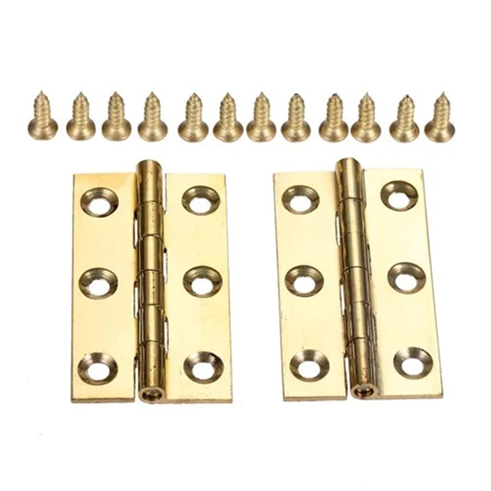 Kdhcvkz 2 Inch 50X27mm 2Pcs Brass Cabinet Hinge 1/1.5/2/2.5 Inch Wooden Hinge With Screws(2 Inch 50X27mm)