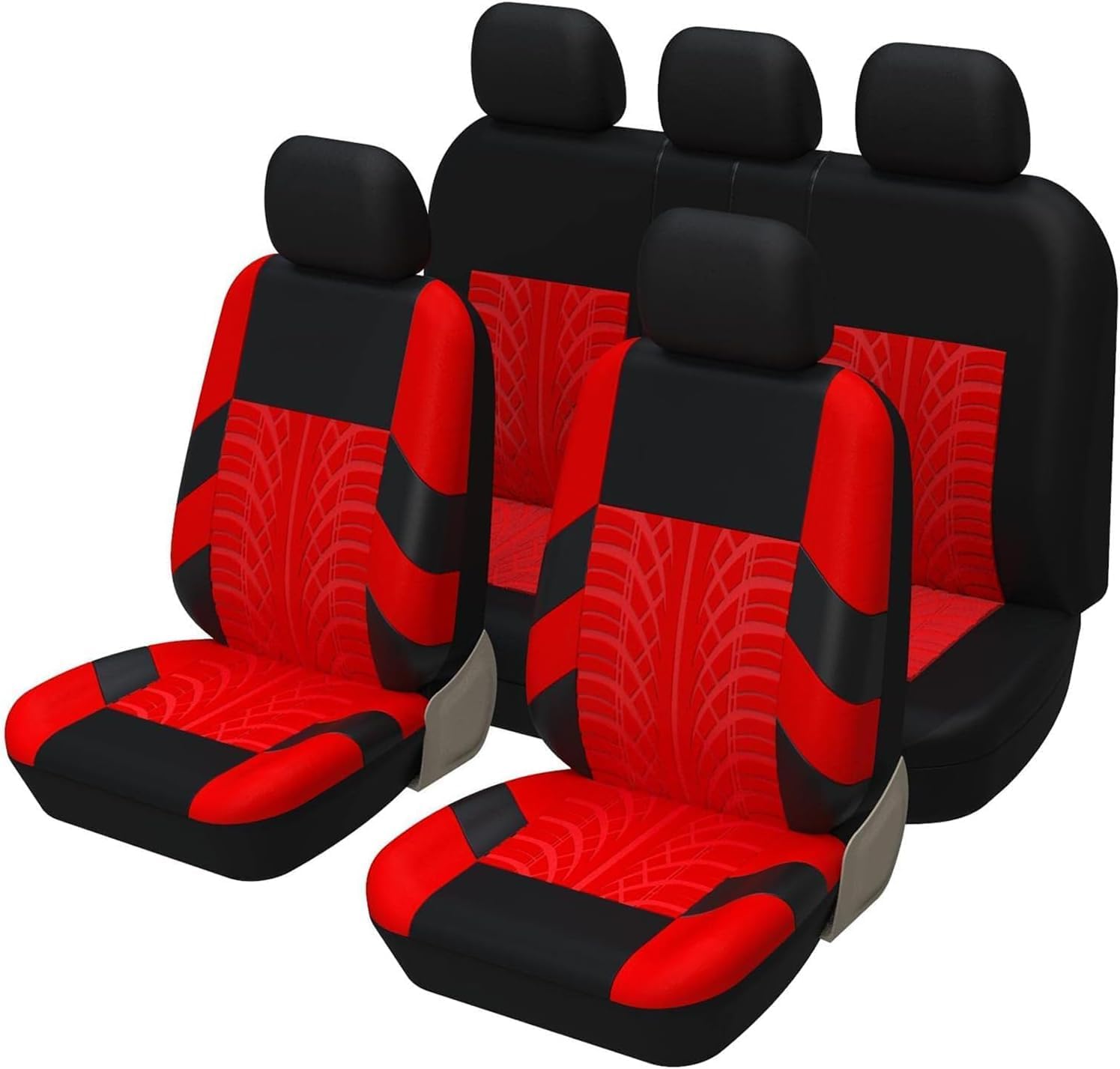 Car Seat Protector for Chevrolet Matiz II 2005-2010, Four Seasons Universal Embossed Print Cloth Design, Comfortable and Breathable Seat Protectors,E Red