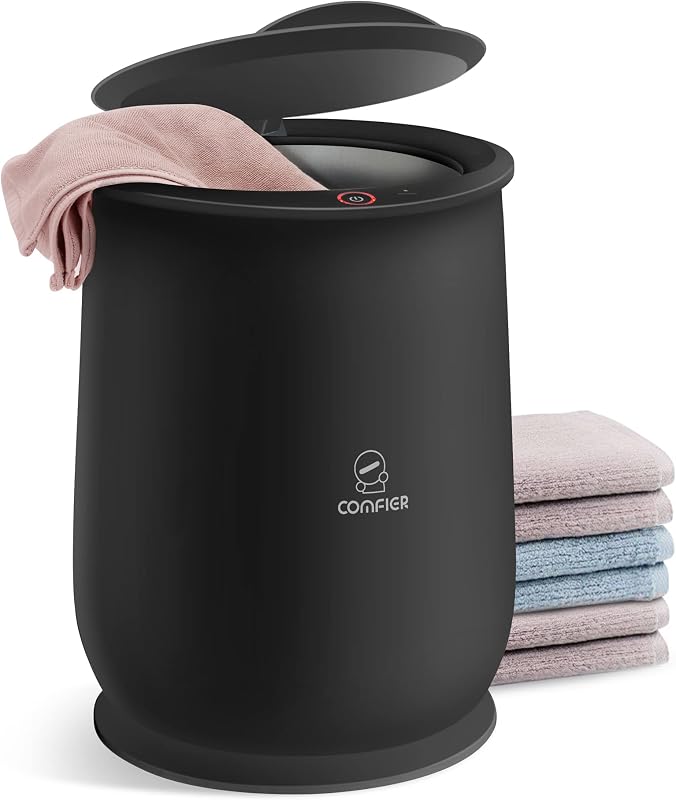 COMFIER Calentadores de toallas calientes para baño, regalos para papá él ella | Calentador de toallas grande, calienta toallas en 10 minutos, calentadores de mantas para el hogar, apagado automático, albornoces, manta de bebé (negro)