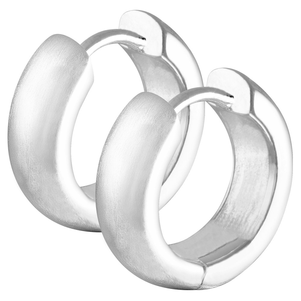 VINANI Klapp-Creolen aus 925 Sterling Silber I Nickelfreie Ohrringe für Damen I Mattierte & glänzende Oberfläche mit Anlaufschutz I Allergikerfreundlich I Handarbeit in Juweliersqualität I CYM