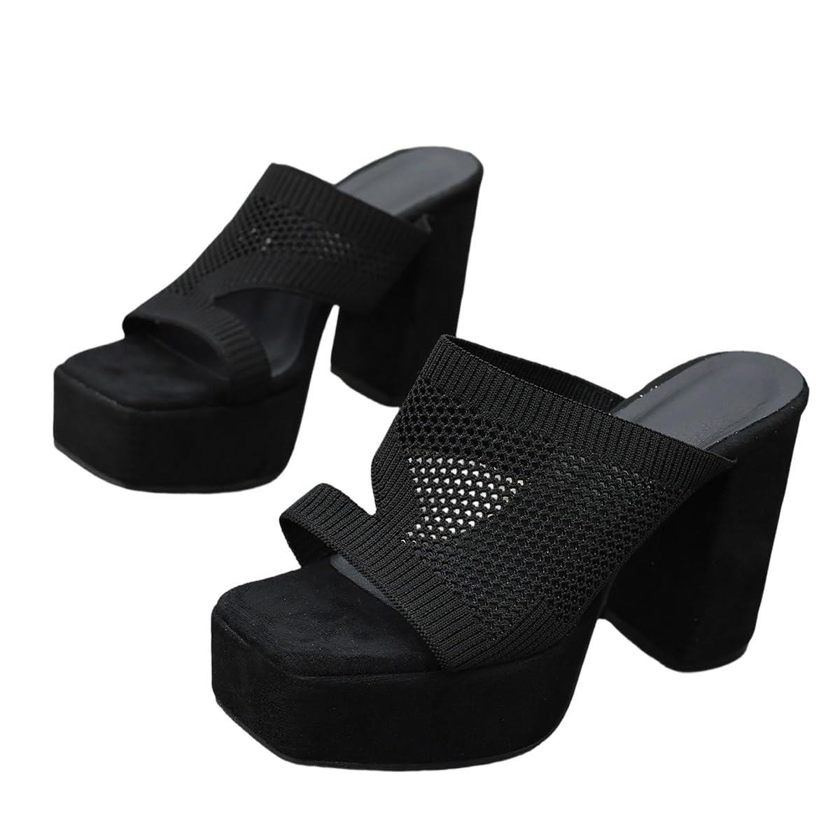 Sandały Mule Platforma Dzianinowa Damskie Buty pompowe