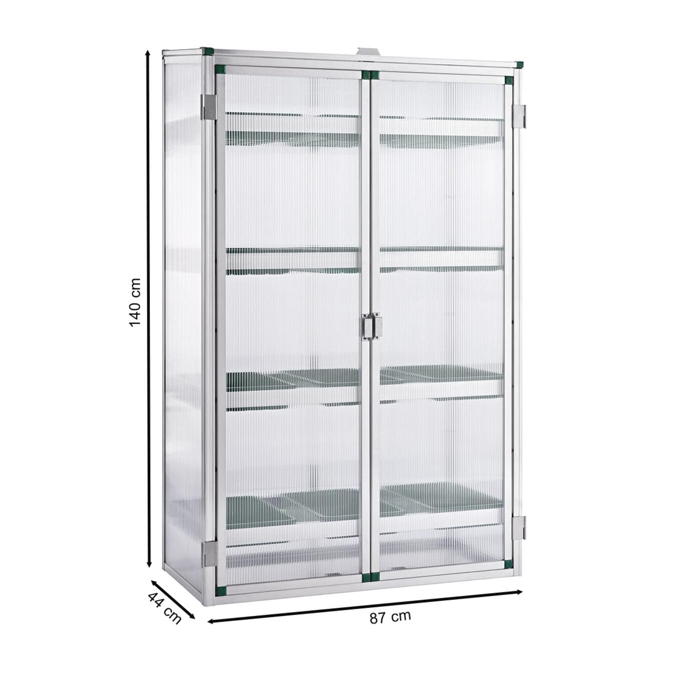 Beckmann Aussaat- & Anzuchthaus für Balkon & Terrasse – Premium Mini-Gewächshaus (87x44x140 cm) – Stabiles Alu-Pflanzenregal mit 6 mm Stegdoppelplatten & UV-Schutz – Inkl. Saatschalen & Belüftung
