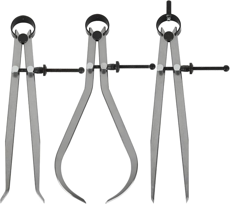 3 Piece Spring Caliper/Divider Set, 8 inches Inside Spring Outside Divider Caliper Set, Calipers Measuring Tool for Wood Turning Lathe Projects