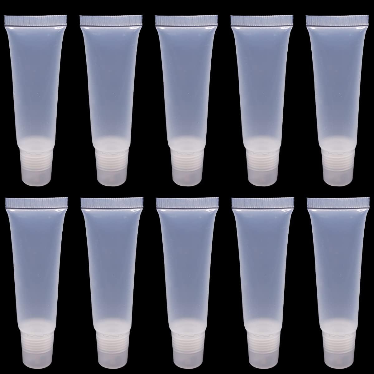 SpiderJuice 5Pc Clear Mini Refillable Empty Squeeze Lip Gloss Lip Balm Lip Oil Tubes Storage Container Jar Bottles with Screw Cap for Household Translucent Frosted & Travel Toiletries